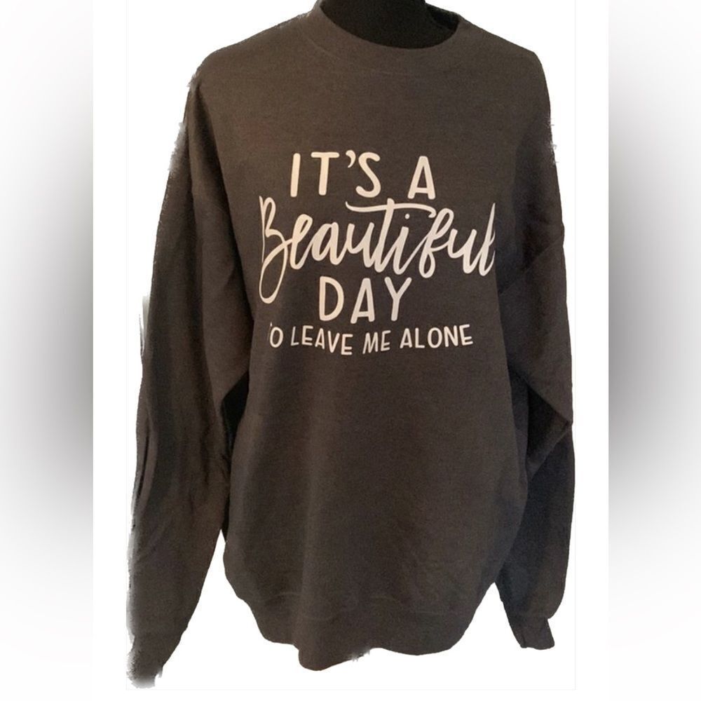NWOT Crewneck Sweater “It’s A beautiful day to leave me Alone “ various sizes